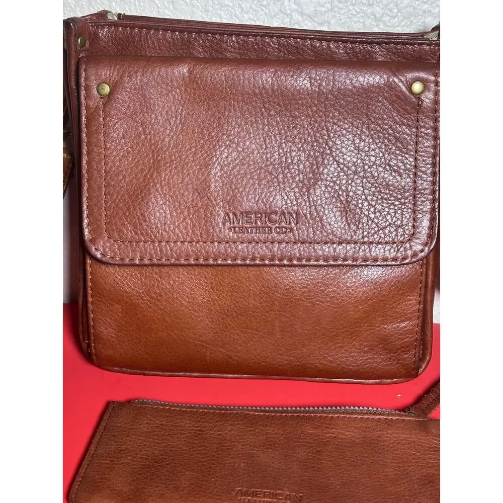 American Leather Company Small Honey Brown Leather Crossbody with Sm wallet